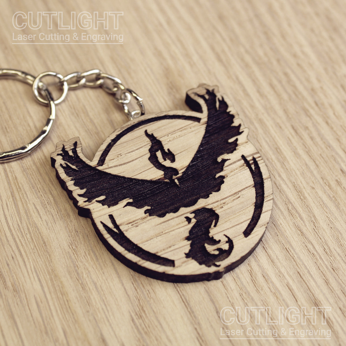 Lumen Mundi Wood Keychain with Lasercut Corpus