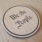 Laser cut wooden coaster personalised. We The People