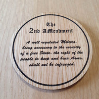 Laser cut wooden coaster personalised. 2nd Amendment
