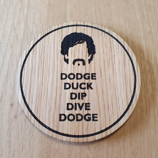 Laser cut wooden coaster personalised. Dodgeball Dodge Quote