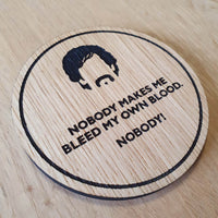 Laser cut wooden coaster personalised. Dodgeball Blood Quote