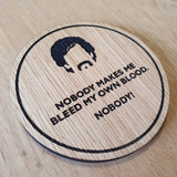 Laser cut wooden coaster personalised. Dodgeball Blood Quote