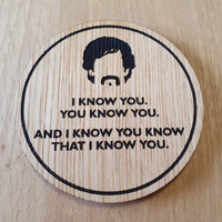 Laser cut wooden coaster personalised. Dodgeball I Know Quote