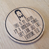 Laser cut wooden coaster personalised.  Wednesday Costume