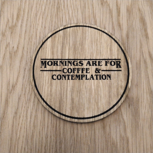 Laser cut wooden coaster personalised. Hopper coffee quote
