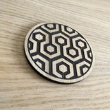Laser cut wooden coaster personalised. The Shining Hotel Carpet Design