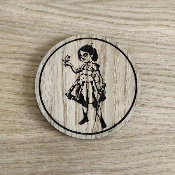 Laser cut wooden coaster personalised. Little Sister