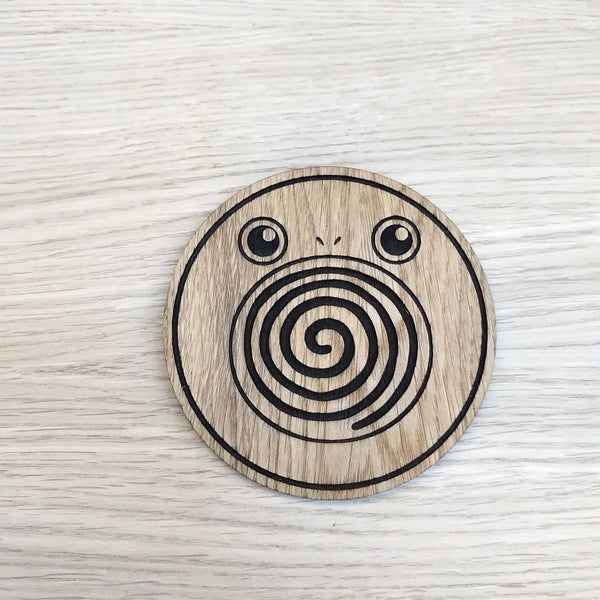 Laser cut wooden coaster personalised. Poli whirl