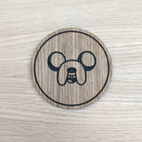 Laser cut wooden coaster personalised. Time for Adventure Jake