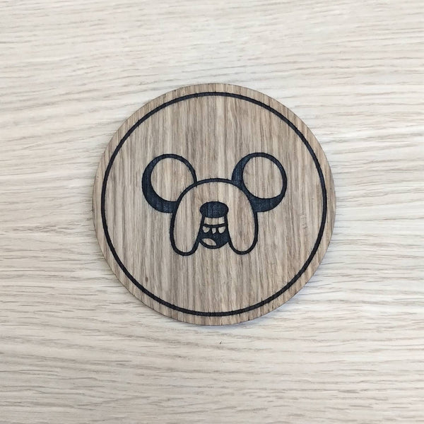 Laser cut wooden coaster personalised. Time for Adventure Jake