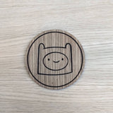 Laser cut wooden coaster personalised. Time for Adventure Finn