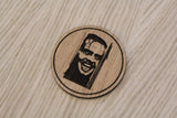 Laser cut wooden coaster personalised. The Shining Jack
