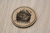Laser cut wooden coaster personalised. Lord of the rings LOTR Hobbit Door