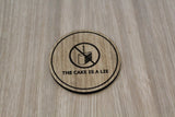 Laser cut wooden coaster personalised. Portal The Cake is a Lie