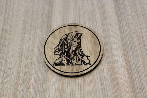 Laser cut wooden coaster personalised. Sephiroth Profile