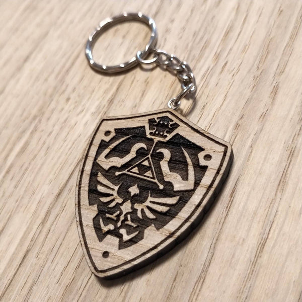 Lasercut wooden keyring keychain. Link hyrule Shield