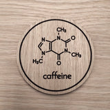 Laser cut wooden coaster personalised. Caffeine Molecule