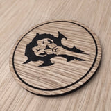 Laser cut wooden coaster personalised. Horde Alliance