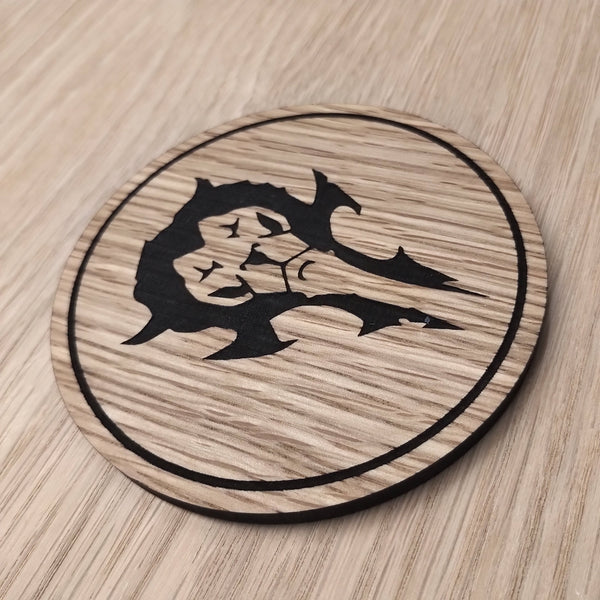 Laser cut wooden coaster personalised. Horde Alliance