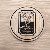 Laser cut wooden coaster personalised. Lord of the Rings LOTR Green Dragon Inspired