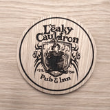 Laser cut wooden coaster personalised. Leaky Cauldron Pub & Inn