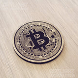 Laser cut wooden coaster personalised. Bitcoin BTC Cryptocurrency