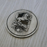 Laser cut wooden coaster personalised. LOTR Prancing Pony