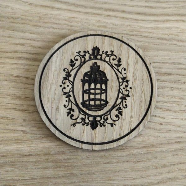 Laser cut wooden coaster personalised. Bird Cage