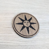 Laser cut wooden coaster personalised. Dark Souls Sun