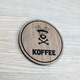 Laser cut wooden coaster personalised. Koffee