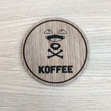 Laser cut wooden coaster personalised. Koffee