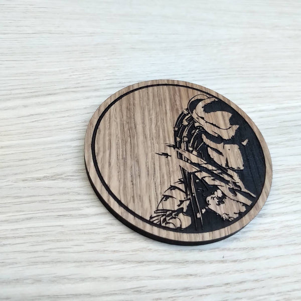 Laser cut wooden coaster personalised. Predator