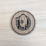 Laser cut wooden coaster personalised. Portal Turret