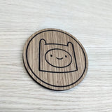 Laser cut wooden coaster personalised. Time for Adventure Finn