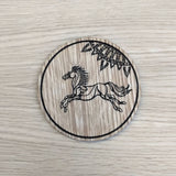 Laser cut wooden coaster personalised. LOTR Rohan Horse