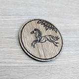 Laser cut wooden coaster personalised. LOTR Rohan Horse