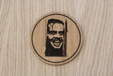 Laser cut wooden coaster personalised. The Shining Jack