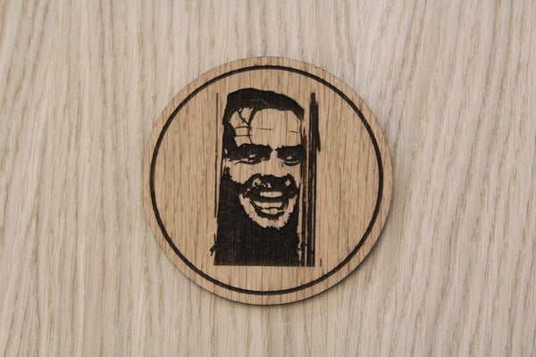 Laser cut wooden coaster personalised. The Shining Jack