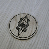 Laser cut wooden coaster personalised. Dragon Celtic Design