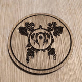 Laser cut wooden coaster personalised. Horde Axe