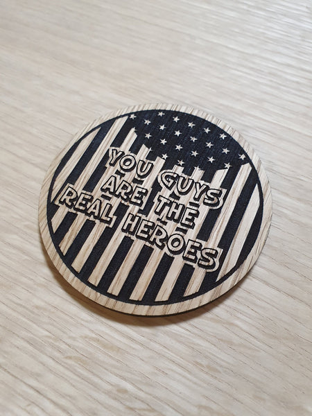 Laser cut wooden coaster personalised. Homelander Superhero Quote