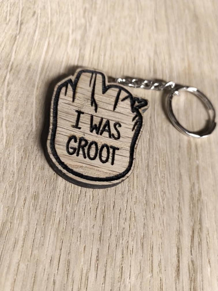 Lasercut wooden keyring keychain. I was Groot
