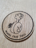 Laser cut wooden coaster personalised. Plumbus Fleeb Juice
