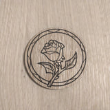 Laser cut wooden coaster personalised. Rose