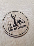 Laser cut wooden coaster personalised. Fear and Confusion mafia fan art