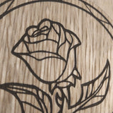 Laser cut wooden coaster personalised. Rose