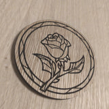 Laser cut wooden coaster personalised. Rose