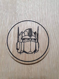 Laser cut wooden coaster personalised. Leader 1980s cartoon