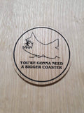 Laser cut wooden coaster personalised. Jaws coaster pun