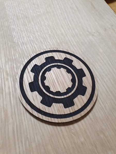 Laser cut wooden coaster personalised. Guild ball Nomad Engineer